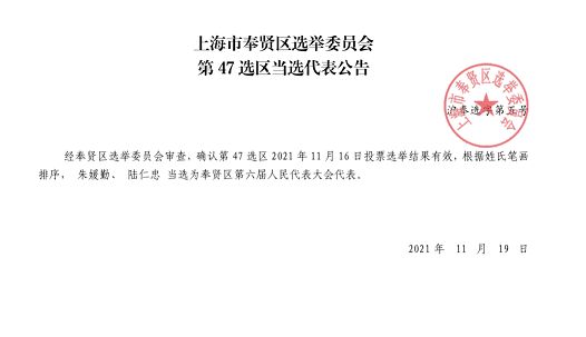 喜報(bào)|熱烈祝賀我司朱媛勤女士當(dāng)選奉賢區(qū)第六屆人民代表大會代表