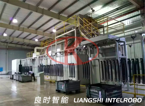 汽車熱成型件（防撞鋼梁/汽車A柱B柱）自動(dòng)噴拋丸涂油生產(chǎn)線